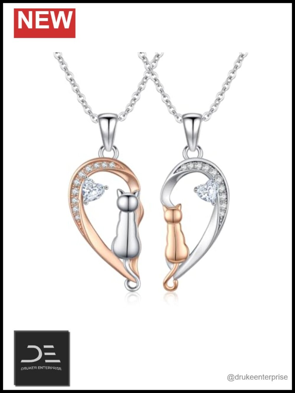 925 Sterling Silver Mother Daughter Necklace Set Matching Pendant Jewelry Gift